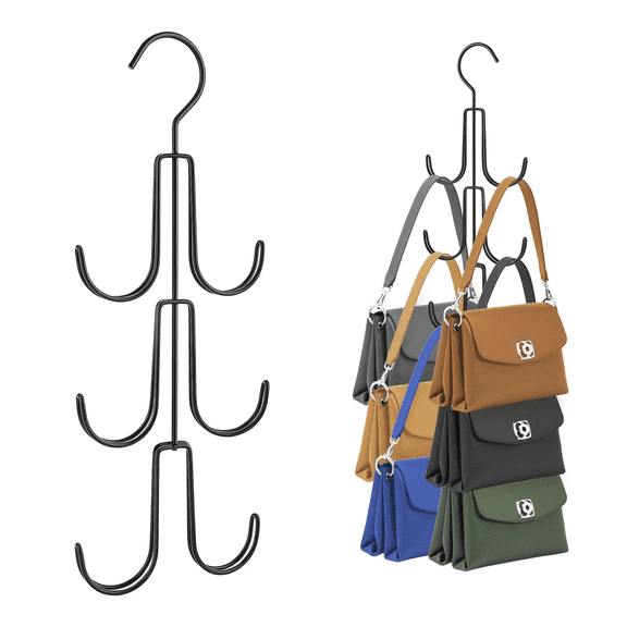 WMGHA Belt Hanger for Closet, Tie Rack, Closet Belt Organizer for Men, Metal Hat Organizer, 6 Hooks Travel Hangers Space Saving,Hanging Storage for Bag,Scarf,Wig