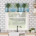 thumbnail image 4 of Coconut Tree Valances for Windows Nautical Blue Wood Grain Rod Pocket Curtain Valance Window Treatment Short Curtains for Kitchen Living Room, 42"x12", 4 of 5