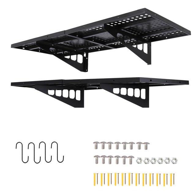 Garage Shelves Wall Mounted 2 Pack, 51 x 122 Cm Garage Storage Shelving, Wall Mounted Tool Storage Rack 254Kg Load Capacity