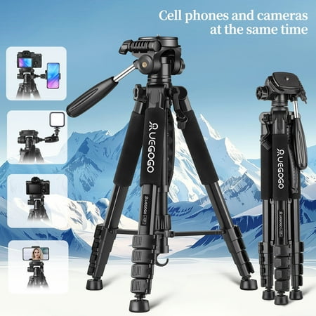 MABOTO Adjustable Phone Holder Clip + Mini Ball Head with 1/4 Inch Screw Mounts for Canon Nikon Sony DSLR Mini DV Monitor Video Light Tripod for 5.5-8.5cm Width Smartphone! On Sale! 8 UEGOGO 74" Tripod for Camera Phone Video Recording, Heavy Duty Camera Tripod Stand, Professional Travel DSLR Tripods Compatible with Canon iPhone,(BLACK)