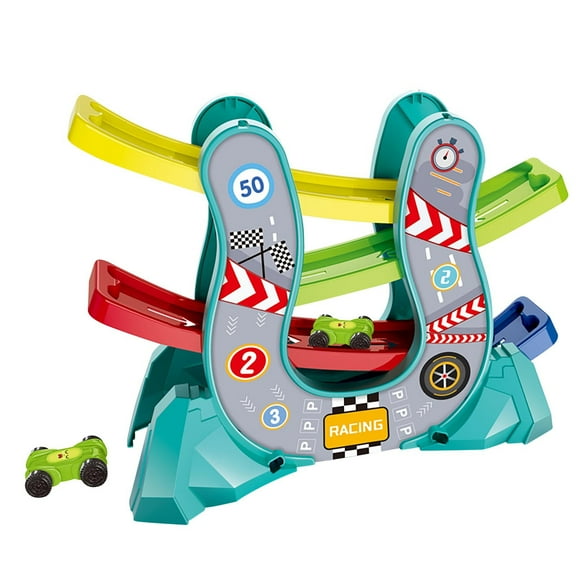Inertia Powered Glider Track Car Race Set with Slope Design Speed Play Activity for 3 Years Hand-Eye Coordination Development Toy