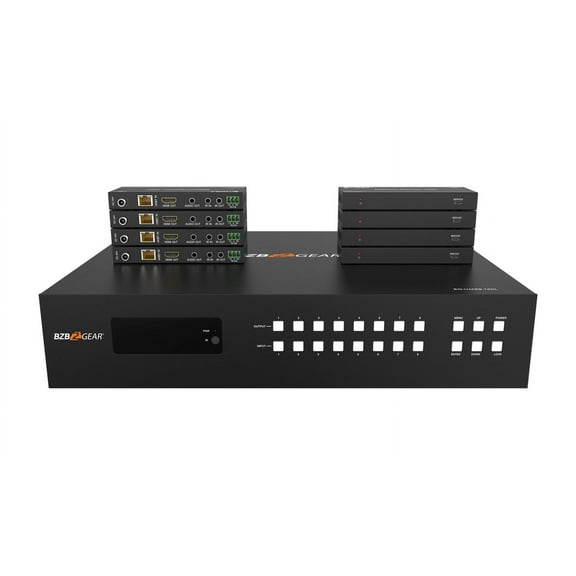BZBGEAR 8x8 4K UHD 18Gpbs HDMI Matrix Switcher Over HDBaseT with Bi-directional IR/Advance EDID and Downscaling