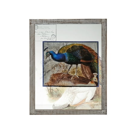 Bombay Blue Peacock Glass Plaque, 20 x 16 Inches (Bombay Sapphire 1 Litre Best Price)
