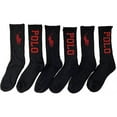 thumbnail image 3 of Polo Ralph Lauren Big Logo Men's Classic Sport Crew Sock 6-Pack, Sock Size 10-13, Black, 3 of 3