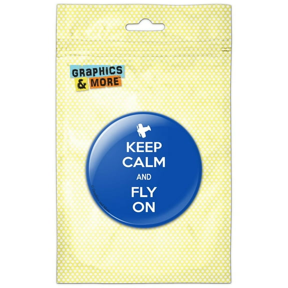 Keep Calm And Fly On Airplane Pinback Button Pin Badge