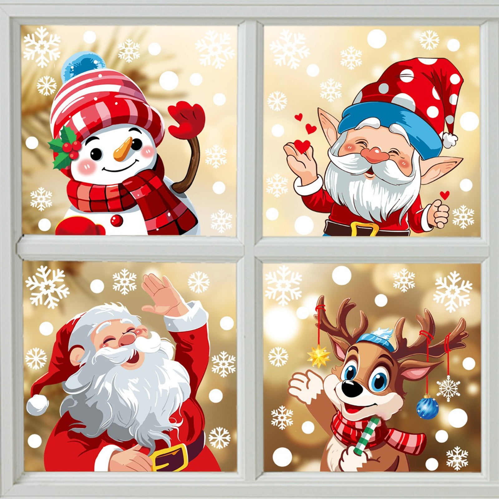 Acheter 5 Feuilles d'Autocollants de Décoration de Noël Décoration de Fenêtre en Verre Autocollants de Fenêtre Statiques d'Élan Bleu Flocons de Neige de Noël Autocollants Statiques en PVC Amovibles