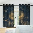 thumbnail image 4 of PBOBRIICH Dark Blue Curtains,Gold Moon and Crane Pattern Window Curtains for Living Room Bedroom Kitchen 2 Panels,42x84 Inch, 4 of 6