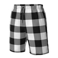 thumbnail image 5 of Disketp Men'S Swim Trunks Hawaiian Breathable Surf Beach Swimsuits Mesh Lining Beach Shorts With Pockets-White And Black Plaid Pattern, 5 of 9