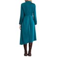 thumbnail image 3 of INSPIRE CHIC Vestido de satén elegante de manga larga con cuello alto en A para mujer, talla XL, azul pavo real, 3 of 5