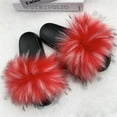 thumbnail image 4 of Summer Faux Fur Slippers Women Indoor Furry Fur Slides Female Plush Flip Flops Flats Sandals Casual Fluffy Slipper House Shoes, 4 of 6