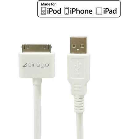 Cirago USB Sync/Charger Cable for iPod/iPhone/iPad, 10'