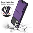 thumbnail image 5 of for iPhone 14 Pro Case Wallet Cover 4-Card Credit Card Holder ID Slot Scratch Resistant Dual Layer Hybrid Protective Hard Shell Rugged TPU Bumper Armor Case for iPhone 14 Pro case Grey Purple, 5 of 12