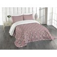 thumbnail image 3 of Ambesonne Geometric Quilted Bedspread Set 3 Pcs, Floral Eastern Motifs, Queen Size, Pale Orange Mauve Coral, 3 of 5