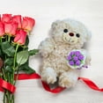thumbnail image 5 of White Teddy Bear Plush Pillow with Purple Bouquet, Cute Teddy Bear Stuffed Animal Gift for Girlfriend Boyfriend & Bosom Friend, Perfect for Christmas Valentine Birthday Wedding, 5 of 8
