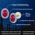 thumbnail image 2 of Gem Stone King 10K Solid Gold Post & Sterling Silver Red Ruby and Lab Grown Diamond Halo Earrings for Women | 1.42 Cttw | Gemstone July Birthstone | Oval 6X4MM, 2 of 6