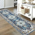thumbnail image 3 of Findosom 2'x8' Vintage Boho Runner Rug Washable Non-slip Area Rug,Hallway Indoor Farmhouse Bedroom Kitchen Living Room Non Shedding Runner, Contemporary Low Plie Floor Carpet Doormat,Blue, 3 of 10