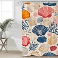 thumbnail image 2 of Small Stall Shower Curtain 36x72 Inch Narrow Half Size Shell Coastal Bath Curtains Bathroom Decor Ocean Summer Beach Nautical Coral Waterproof Fabric Shower Curtain Set with Hooks 36 Inch, 2 of 6