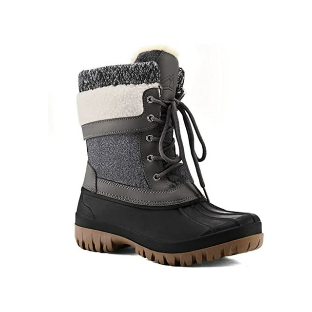 Mysoft Women's Winter Outdoor Waterproof Grey Warm MidTube Snow Boots