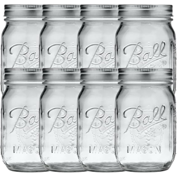Regular Mouth Glass Mason Jars with Lids and Bands, Used for Canning (Pint, 16 Ounce (Pack of 8))