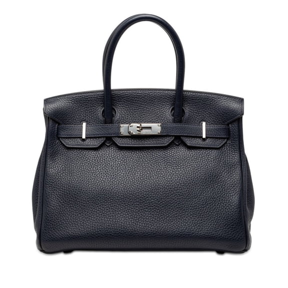 Pre-Owned Hermes Hermès Birkin 30 Handbag in Bleu Nuit Rose Purple with Silver... (Good)