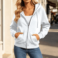 thumbnail image 3 of Womens Solid Color Zip Up Hoodies Long Sleeve Casual Hooded Sweatshirt with Pockets Fall Winter Warm Jackets Clothes, 3 of 7