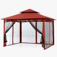 thumbnail image 4 of ABCCANOPY 10'x12' Patio Gazebo With Mosquito Netting and Double Soft Roof Canopies for Shade and Rain,Rust Red, 4 of 8