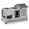 thumbnail image 5 of Aivituvin Rabbit Hutch Indoor Bunny Cage Outdoor Wooden Guinea Pig Cage Bunny House with Removable Metal Wire Floor, Lockable Caster Wheels, Leakproof Plastic Tray for 1-2 Rabbits, Small Animals, 5 of 10