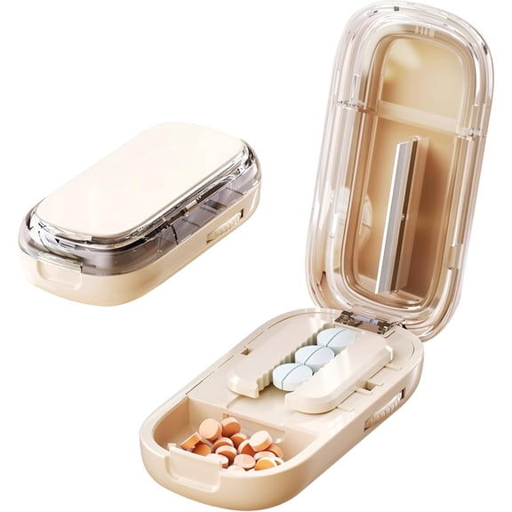 Multi Pill Cutter with Adjustable Slots, Stainless Steel Blade Tablet Splitter for Large and Small Pills, Non-Slip Design for Accurate Medication Cuts