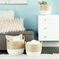 thumbnail image 6 of CosmoLiving by Cosmopolitan 13", 16", 18"W Brown Seagrass Handmade Two Toned Storage Basket with Handles, 3-Pieces, 6 of 20
