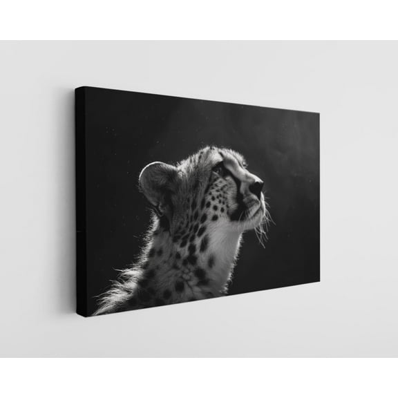 Black and White Cheetah Canvas Wall Art - High-Quality Animal Portrait Print - Handcrafted Wildlife Decor - Modern Minimalist Wall Art - Gift for Home or Office
