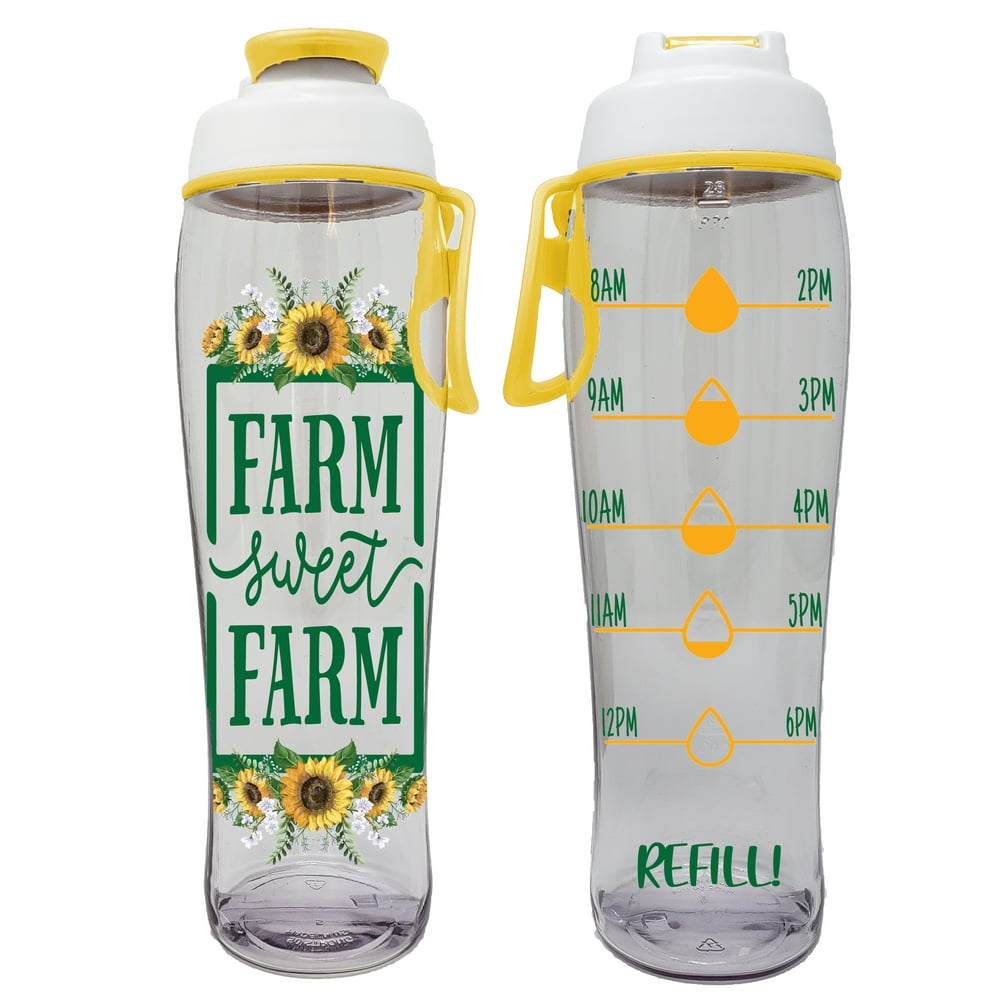 glass water bottle with time marker