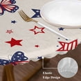 thumbnail image 6 of Round Tablecloth 4th of July Elastic Edge Fitted Patriotic Butterflies Fireworks Stars Pattern Plastic Table Cover,Waterproof Oil Proof for Dinner,Outdoor, Picnic, 45"- 54" DIA Tables Red Blue, 6 of 8