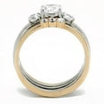 thumbnail image 3 of Womens Rings Two-Tone IP Rose Gold Stainless Steel Ring with AAA Grade CZ in Clear TK3212, 3 of 4