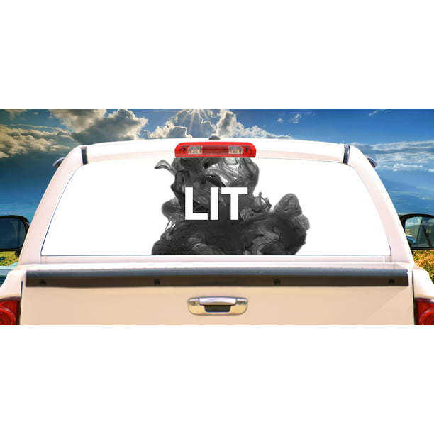 Lit Rear Window Graphic truck view thru vinyl decal back