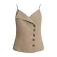thumbnail image 5 of SHTXOZHI Womens Linen Wrap Neck Tank Tops Spaghetti Strap Button Front Cropped Tees Casual Sleeveless Basic Shirts, 5 of 7