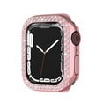 thumbnail image 6 of Bling Double-Rows Rhinestone Bumper Case for Apple watch 38/40/41/42mm,Diamond Protective Cover for Women,Hard PC Frame Protector for iWatch Series 10 9 8 7 6 SE 5 4 3 2 1,Pink, 6 of 7