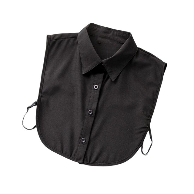 Maoww Women Simple Design Solid Color False Collar Girls Formal Fake Half Shirt Decorative Detachable Lapel Accessory Black Point