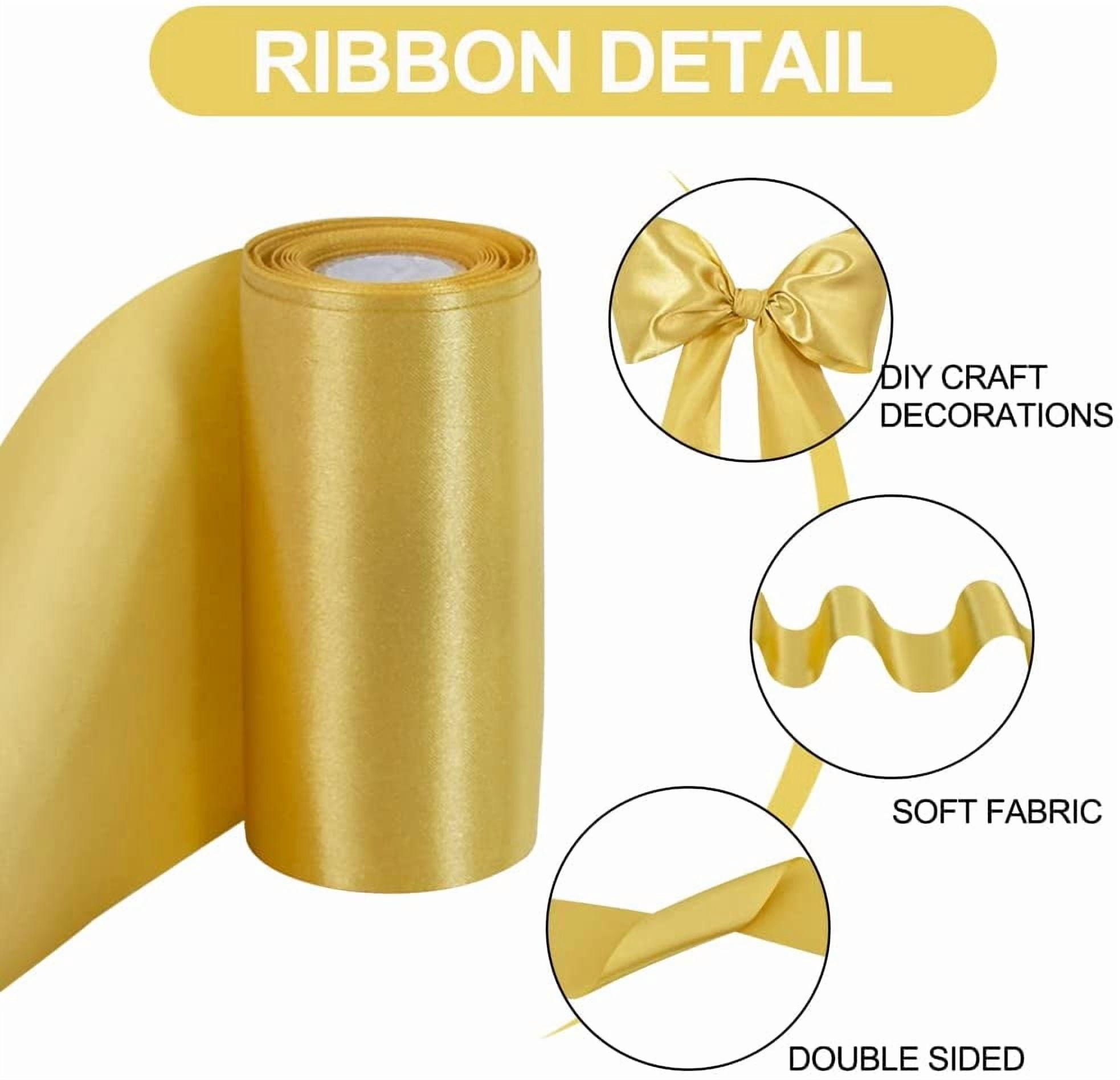 NANAHuang 4 Inch x 22Yards Wide Red Satin Ribbon Solid Fabric Large Ribbon for Cutting Ceremony Kit Grand Opening Chair Sash Table Hair Car Bows Sewing Craft Gift Wrapping Wedding Party Decoration