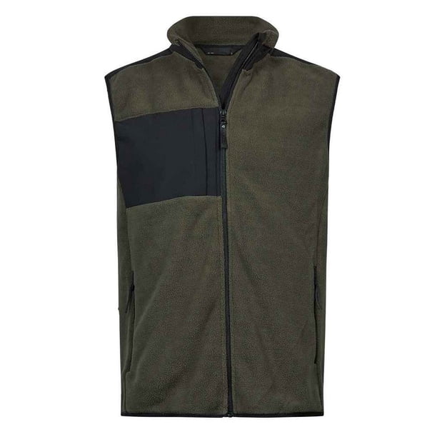 Tee Jays - Chaleco Forro Polar Mountain Fleece para Hombre (Verde Intenso, Negro) Tee Jays UTPC5223_deepgreenblack