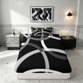 thumbnail image 4 of Manfei Black Gray Circle Twin Sheets, Aesthetic Minimalist Bedding, Black Reversible 3-Piece1 Flat Sheet + 1 Fitted Sheet + 1 Pillowcase, 4 of 6