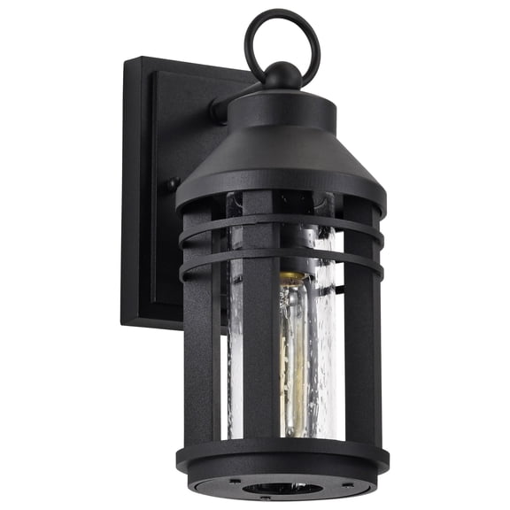 Nuvo Lighting Wilton 1 Light Small Wall Lantern Matte Black with Clear Seeded Glass