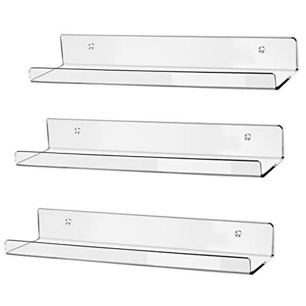 Hblife 15 Clear Acrylic Floating Wall Ledge Shelf Wall Mounted Nursery Kids Bookshelf Invisible Spice Rack
