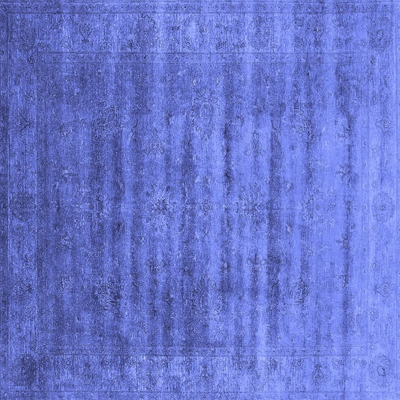 Ahgly Company Machine Washable Indoor Square Oriental Blue Industrial Area Rugs, 5' Square