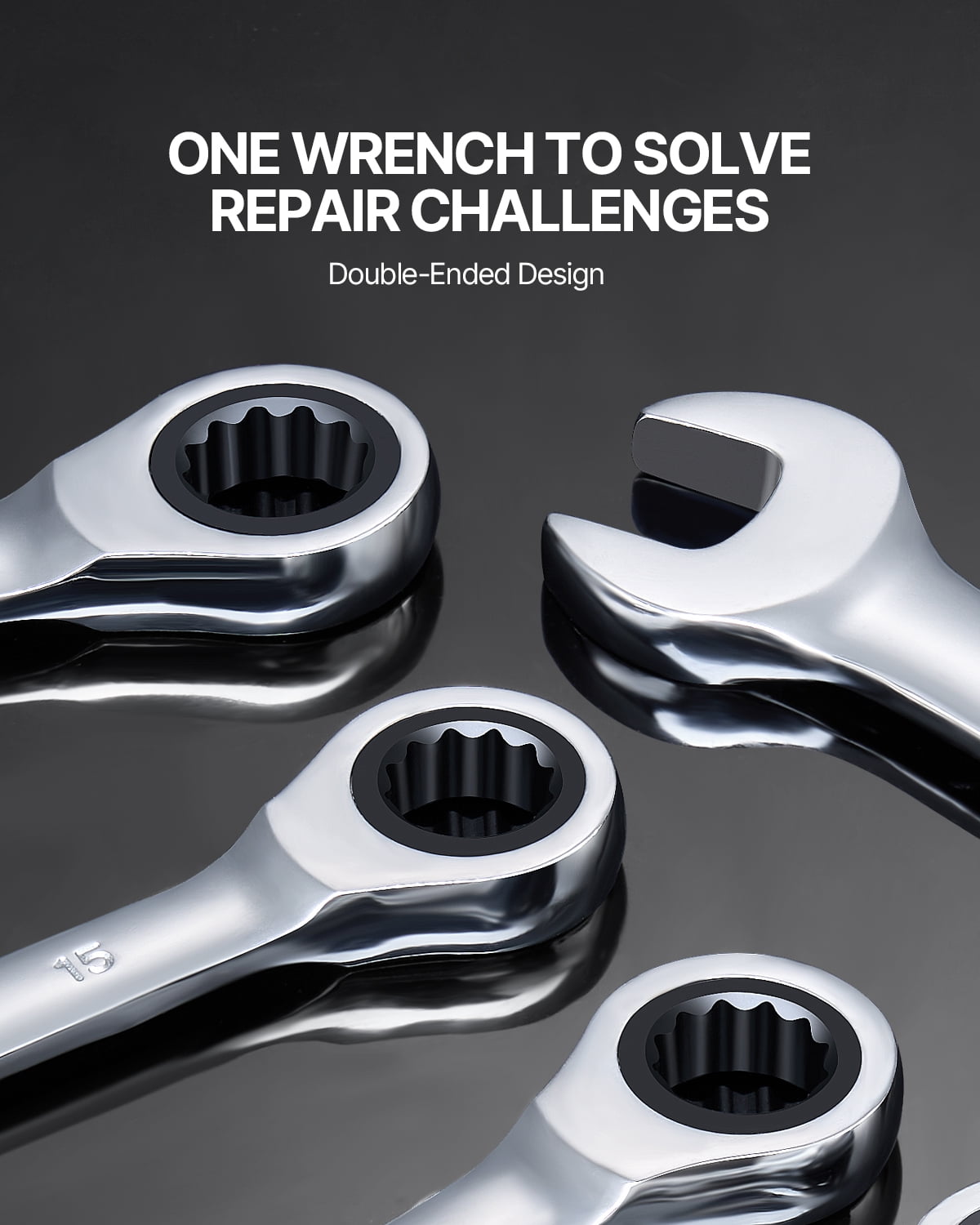 KFFKFF Combination Wrench Set, 8-Unit Gear Spanner Assortment with Storage Stand, Chromium-Vanadium Steel Spanner Metric Range 8 mm to 19 mm, Perfect for Everyday Home Use, Garage, Workshop
