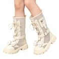 thumbnail image 6 of Cethrio Little Girls Riding Boots, Casual Lace-up Non-Slip Breathable Mid Calf Boots White Size 13(Little Kids), 6 of 8