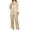 Beige-02, variant on Nugftut Pajamas for Women 2 Piece Silk Satin Long Sleeve Top Cozy Loungewear