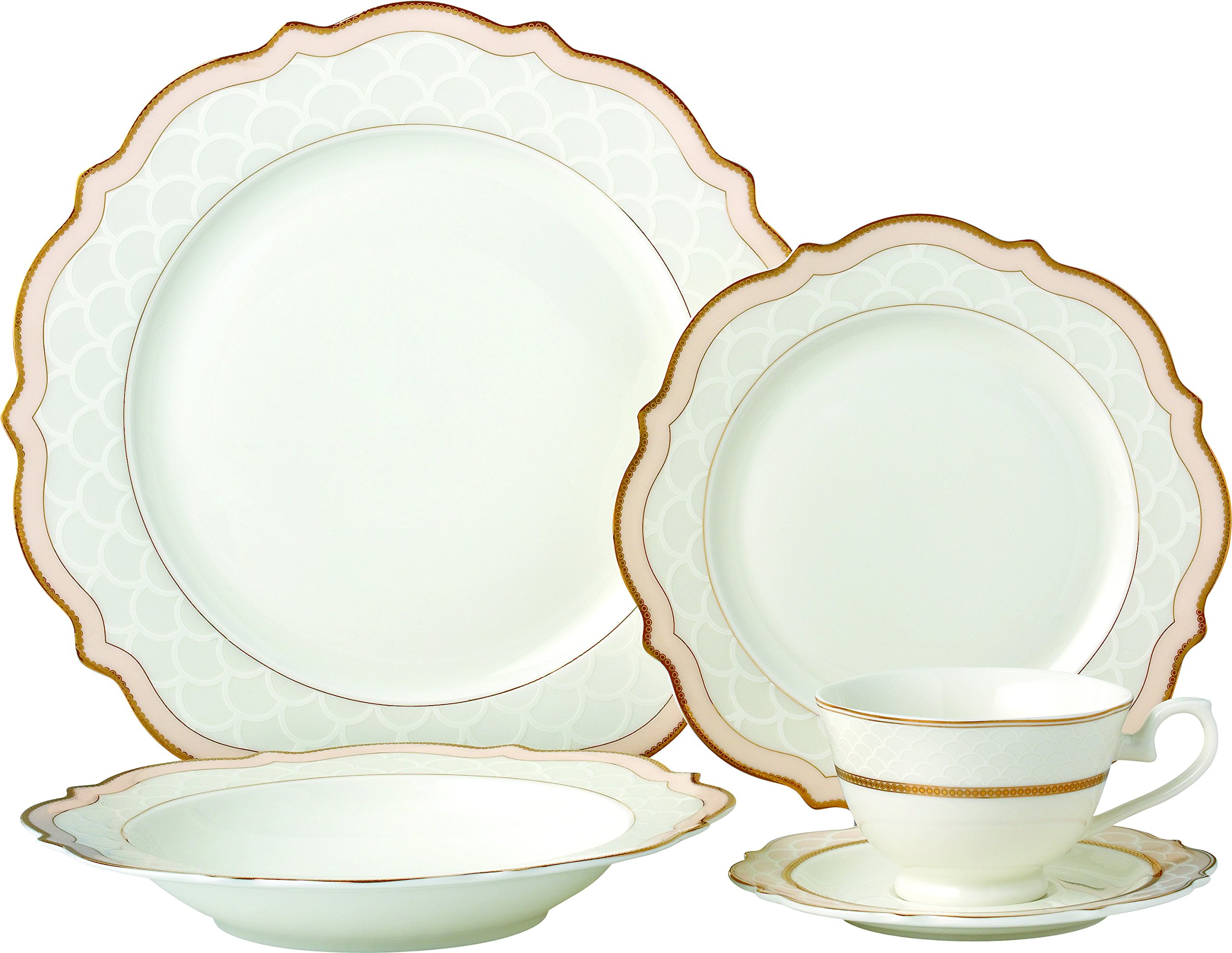 20-pc. Dinner Set Service for 4, 24K Gold-plated Luxury Bone China Tableware ("First Blush" 6664-20) - image 1 of 1