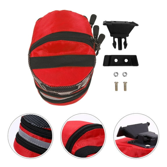 FELTECHELECTR Mountain Bike Saddle Bag 1Set Multifunctional Red Polyester Hanging Pouch 15x0.3937in