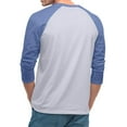 thumbnail image 5 of Men's Long Sleeve Round Neck Contrast Color Raglan Three Quarter Sleeve T-Shirt Top for Spring Fall Weekend Outfit,Blue,M, 5 of 8