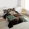 thumbnail image 4 of Homewish Wild Animal Deer Queen Comforter Set,Patchwork Geometric Plaid Bedding Sets,Brown Green Bedding Comforter Set For Boy Kids,Super Cozy Room Decor Reversible,3 Pieces, 4 of 9